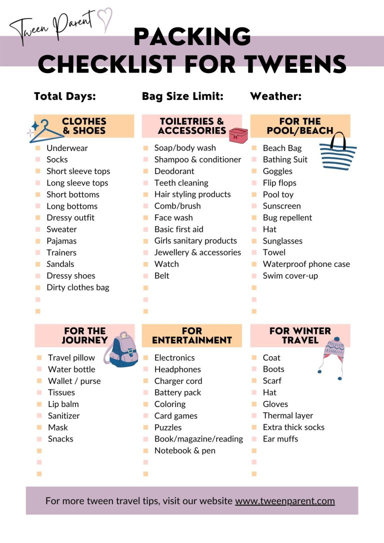 Vacation Packing List For Tweens (With Printable Checklist) | Tween Parent | Family Lifestyle Blog