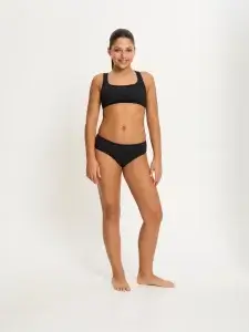 teen girl wearing black period swimwear